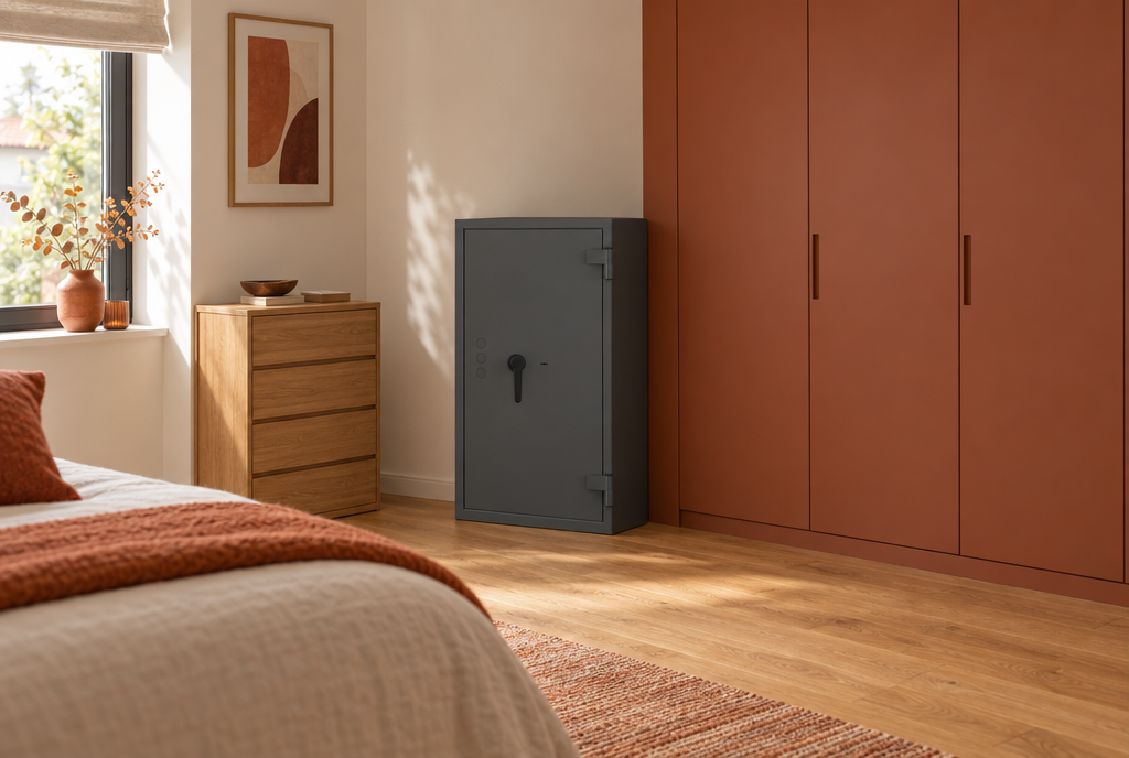 Wertschutzschrank im Schlafzimmer neben Wandschrank: Tresor schützt bei Wohnungseinbruch in Stuttgart