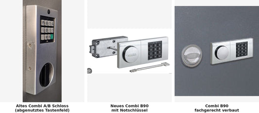 Vergleich: Altes Combi A/B Elektronikschloss vs. neues Kaba Combi B90 am Tresor