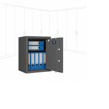 Geöffneter WertSicher Tresor Flex1 Format Gemini Pro 2 in Graphitgrau mit Ablagefach und Wertgegenständen im Innenraum.